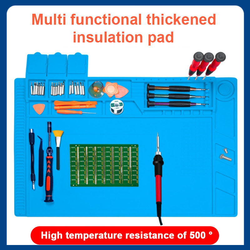 はんだ付けステーションマット シリコンワークマット 耐熱932 ° F 電子電話ラップトップ時計修理用の静電気防止磁気マット