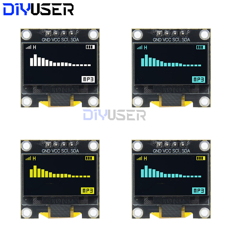 DIYUSER 0.96 Inch OLED SSD1306 White/Blue/Yellow 128X64 IIC I2C Serial Display Module 12864 LCD Screen Board For Arduin0