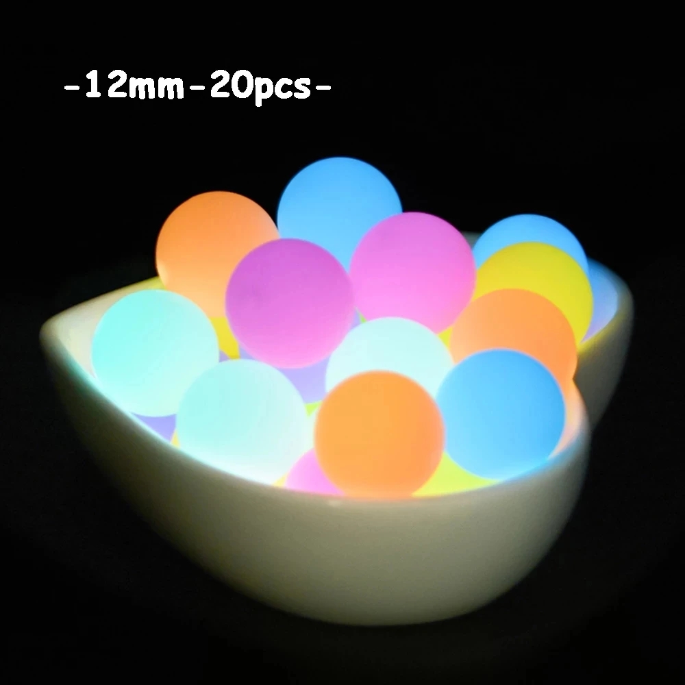 Lofca Luminous Beads 12mm 20szt Silikonowe luźne świecące w ciemności Naszyjnik DIY Bez BPA Do smoczka Akcesoria prezentowe