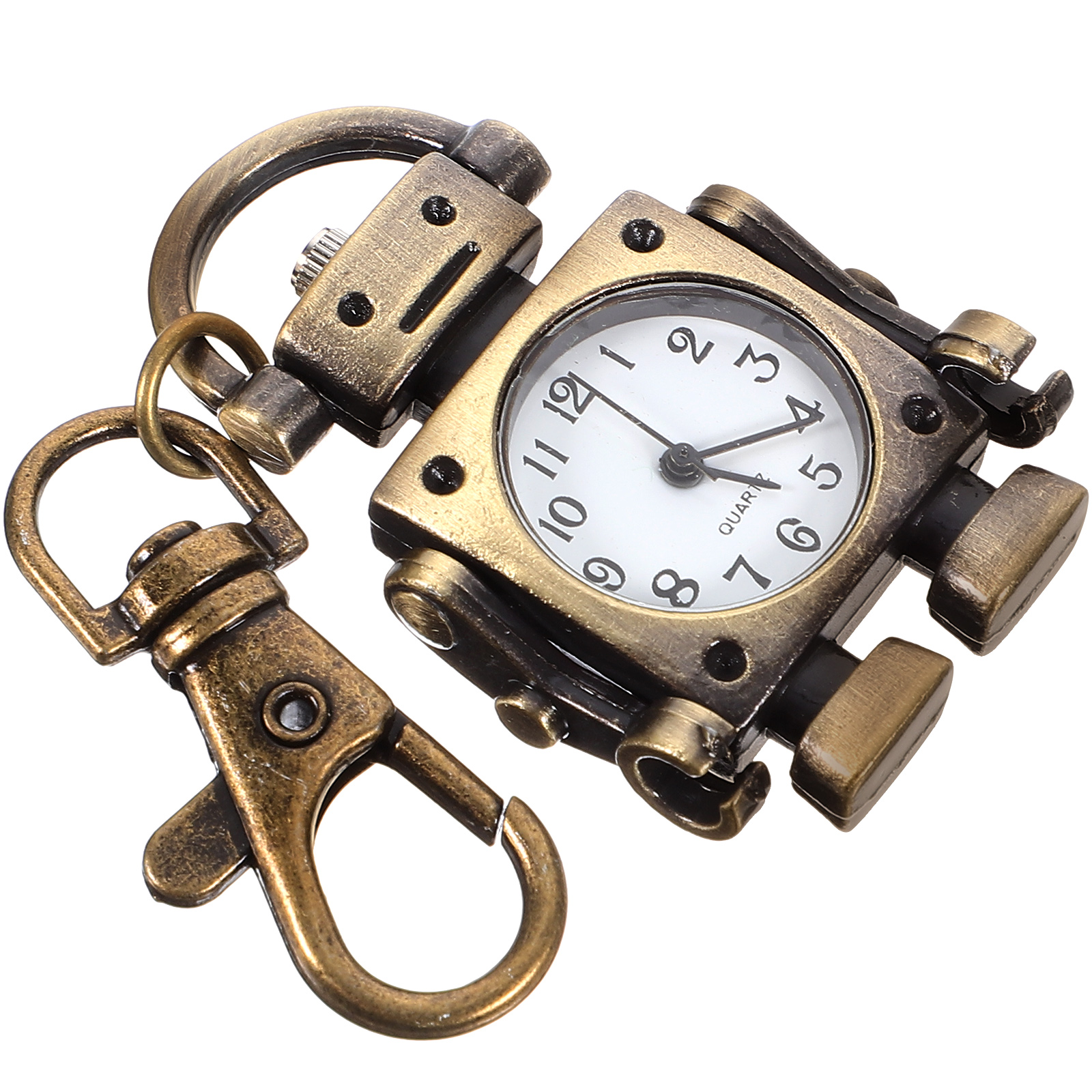 Keychain Watch, Pocket Watch with Key Buckle Robot Shaped Key Ring Watch Delicate Key Chain Watch Novelty Keychain Hanging