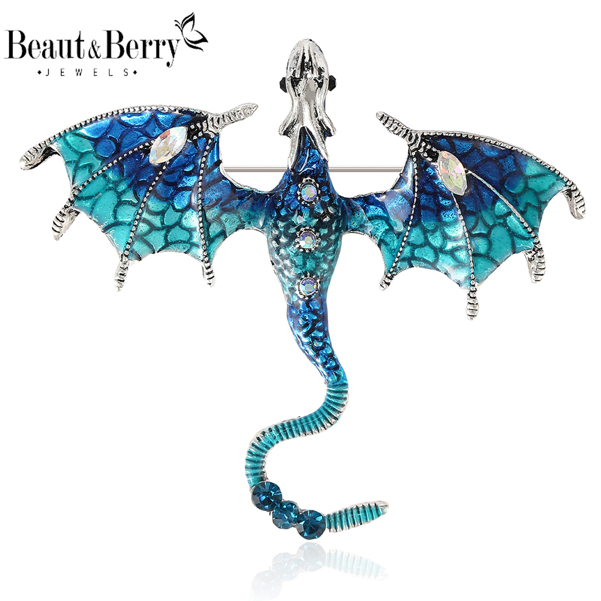 Beaut&Berry Bros naga terbang Enamel trendi laris untuk wanita pin hewan uniseks hadiah Aksesori kasual pesta kantor