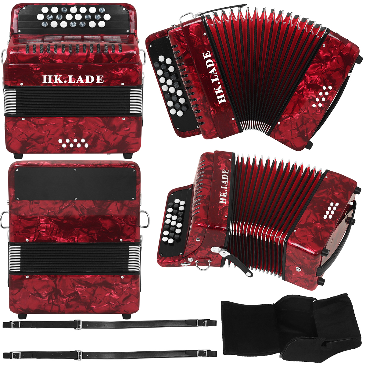 HK · LADE AH-10 Professional Bayan Acordeão, Vermelho, 22 Tecla, 8 Bass, Botão, Desempenho, Ensino, Instrumento de Teclado