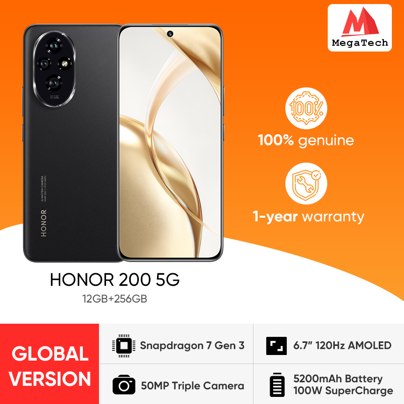Global Version HONOR 200 5Gสมาร์ทโฟนSnapdragon 7 Gen 3 Android 14 6.7 ''จอแสดงผลAMOLED 5200MAhแบตเตอรี่โทรศัพท์