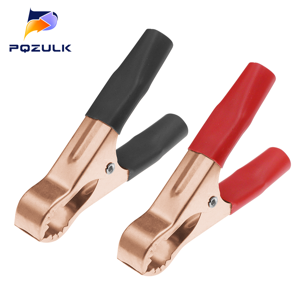 2 uds 50A rojo + negro 80mm cocodrilo coche caravana Van batería prueba Clips de plomo mejor promoción pinzas de cocodrilo