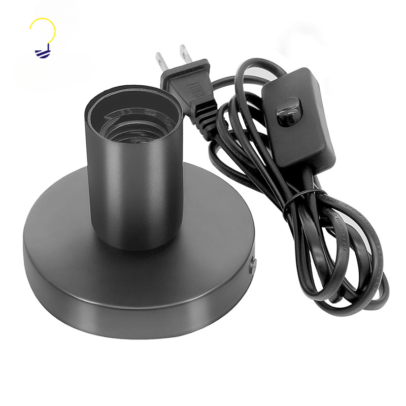 1/2PCS Schwarz Metall Desktop Lampensockel E27 Lampenfassung Schraube Glühbirne Halter mit Kabel ein Aus Schalter Stecker für Halten Glühbirne Zimmer