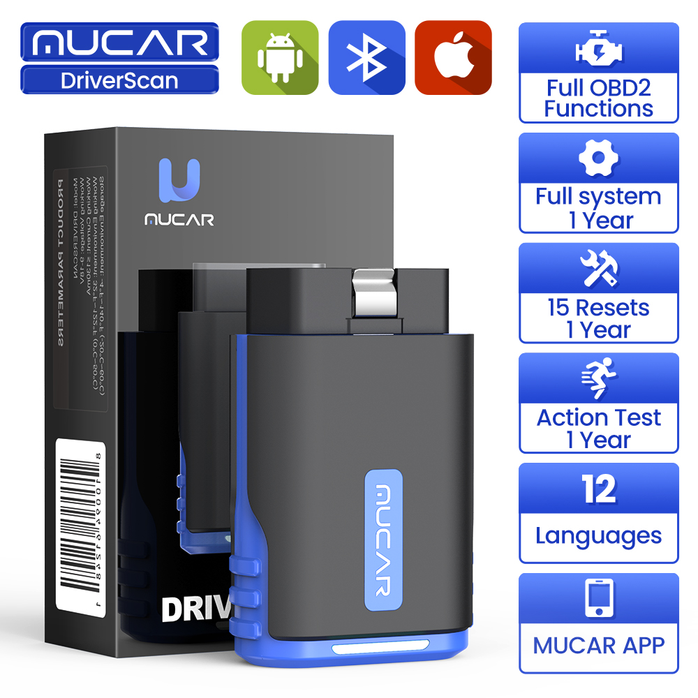 MUCAR DriverScan OBD2 Scanner outil de Diagnostic intelligent Diagnostic du système complet 15 réinitialisation lecteur de code bidirectionnel 1 an gratuit