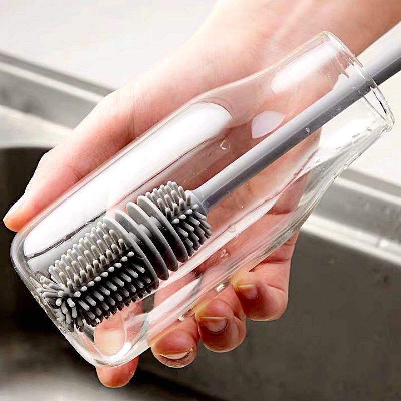 Escova para garrafas de bebê, rotação de 360 graus, alça longa, escovas de silicone, copo de alimentação, ferramentas de limpeza, chupetas e acessórios