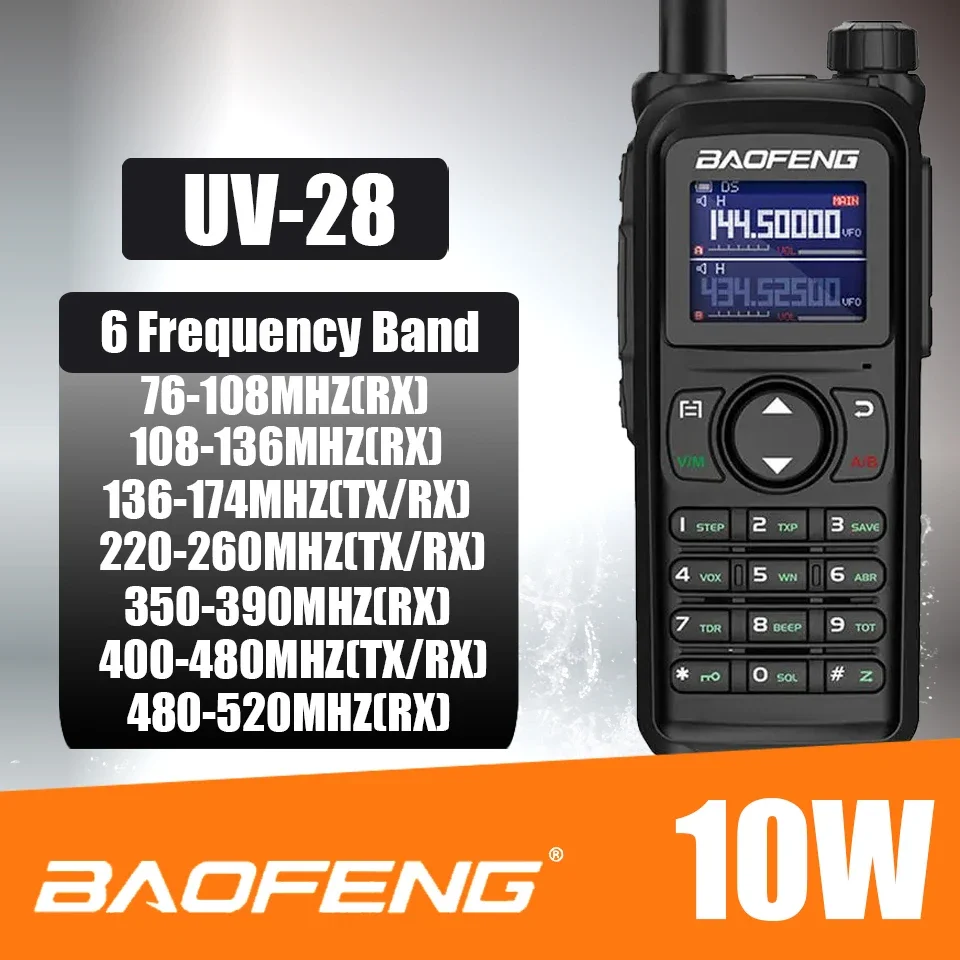 Baofeng Официальный магазин 2024 Новинка UV 28 Ham 999CH рации 5-10 км 10 Вт трехдиапазонная двухсторонняя радиостанция с воздушным диапазоном