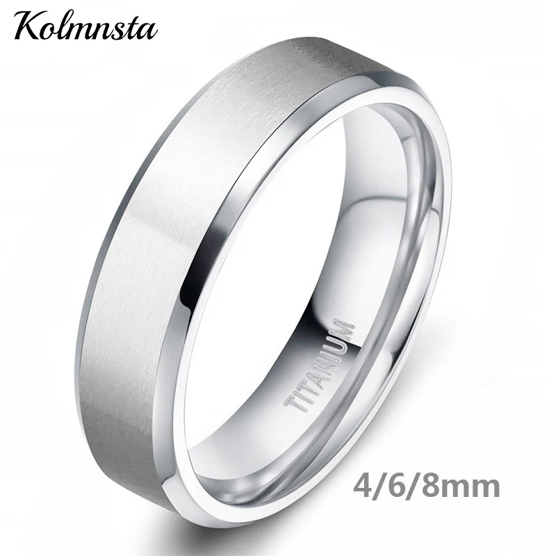 Kolmnsta 8/6/4mm couleur argent hommes bague en titane brossé homme alliance bagues de fiançailles mâle bijoux Couple anel feminino