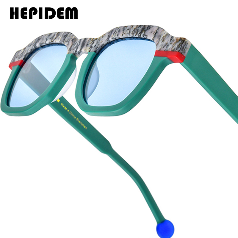 Gafas de sol polarizadas de acetato HEPIDEM para hombre, gafas de sol cuadradas de marca de lujo de diseñador, gafas de sol japonesas vintage de gran tamaño, gafas de sol de alta gama gm y2k 9364