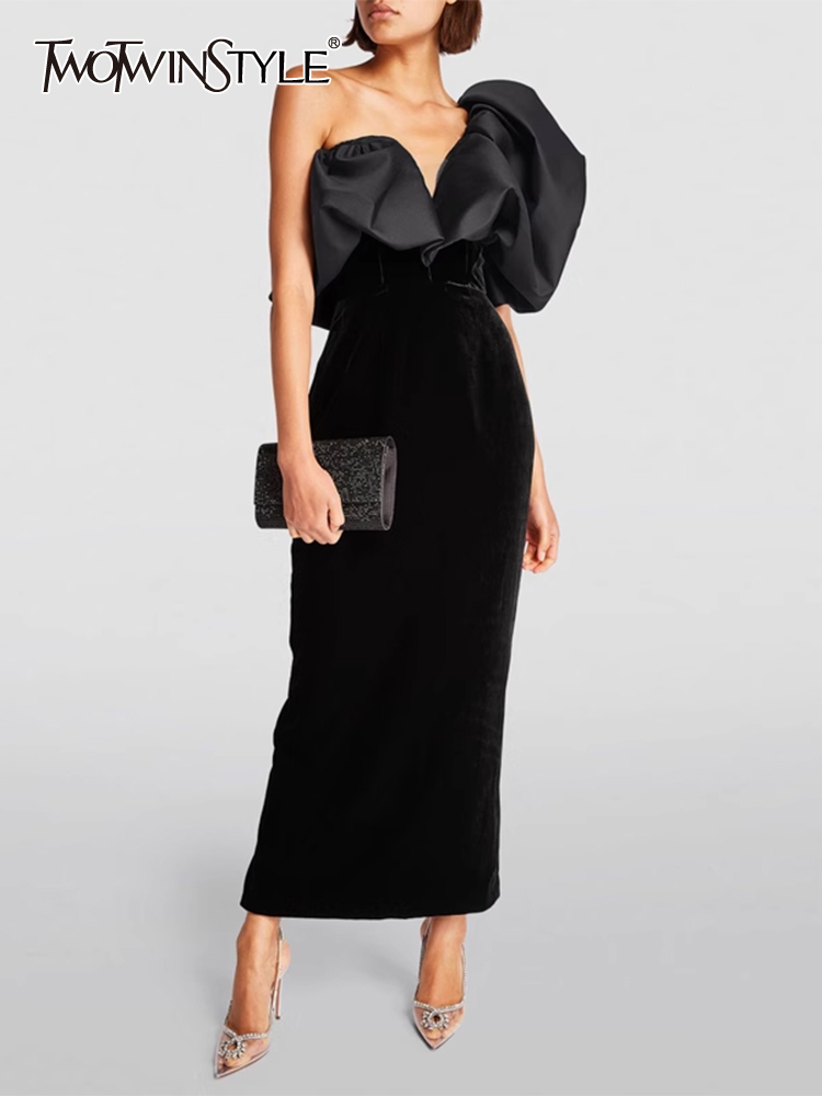 TWOTWurea YLE-Robe de tempérament décontractée pour femme, col alertes onal, taille haute en fibre, dos nu, monochromatique, mode féminine, nouveau