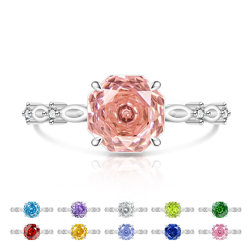 925 sterling zilver Rose Cut High Carbon Diamond Light Luxury Dream damesring Eenvoudige en elegante sieraden