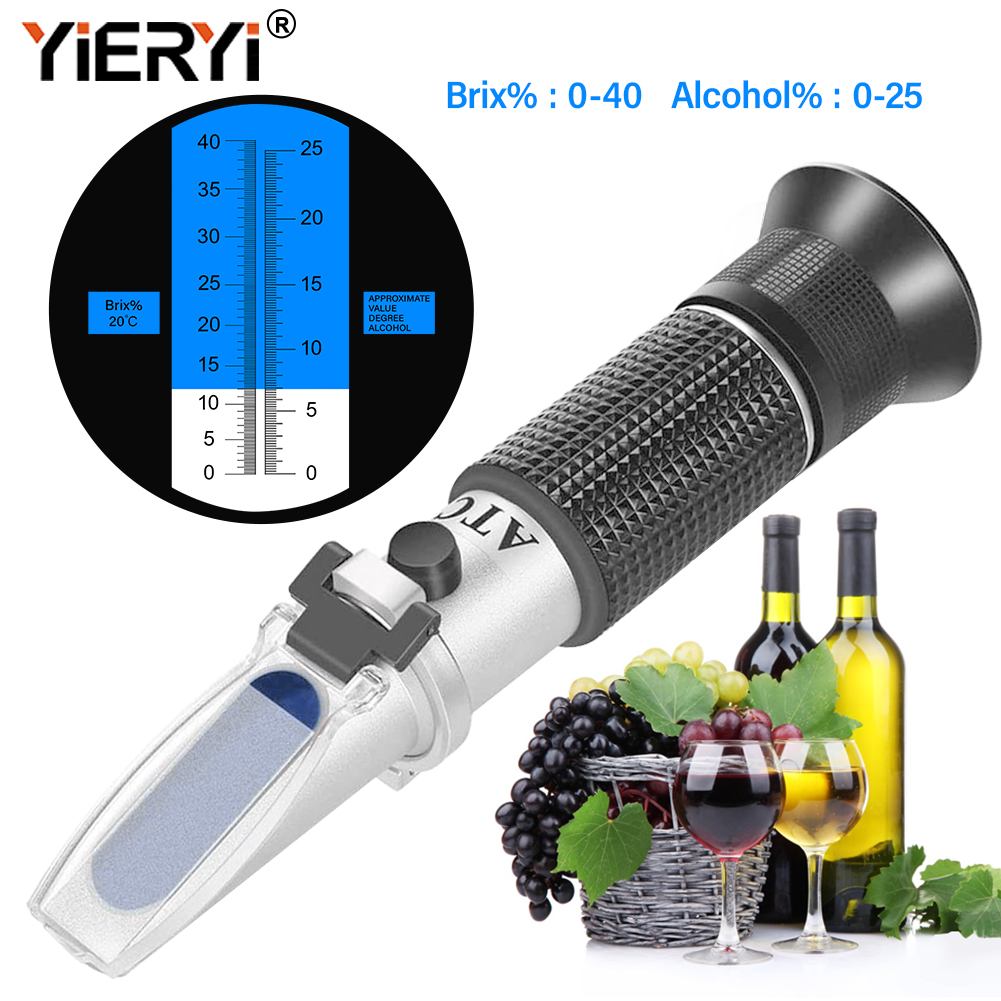yieryi 100% новый бренд 0 ~ 40% брикса 0 ~ 25% алкогольный сурез, специальная гравитационный рефрактометр, измеритель пива, фруктового сока, вина, сахара