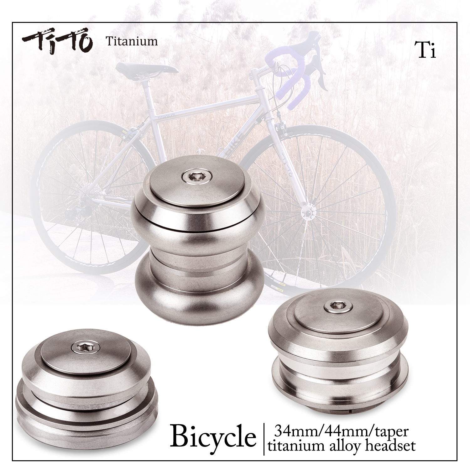 TiTo Titanium Alloy bezgwintowy zestaw słuchawkowy do rowerów szosowych MTB rower tytanowy części rowerowe zestawy słuchawkowe 34mm/44mm/41.8-52mm Taper