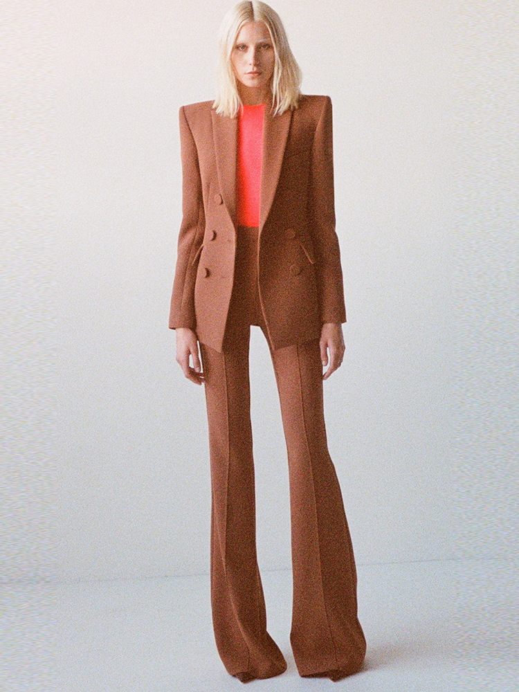 Completo da Donna di Alta Moda 2026, Tailleur Elegante con Blazer Doppiopetto e Pantaloni a Zampa, Set 2 Pezzi