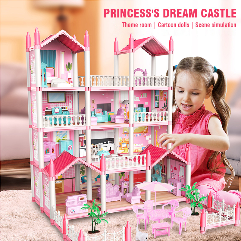 Fille maison de poupée jouet enfants semblant jouer maison de poupée Villa Patchwork rêve meubles maison de poupée pour enfants jouet de noël cadeaux