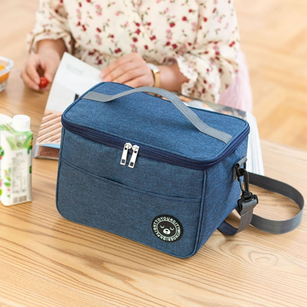Bolsa térmica bento, fiambrera gruesa de papel de aluminio, bolsa térmica con correa para el hombro de arroz, bolsa bento, un paquete