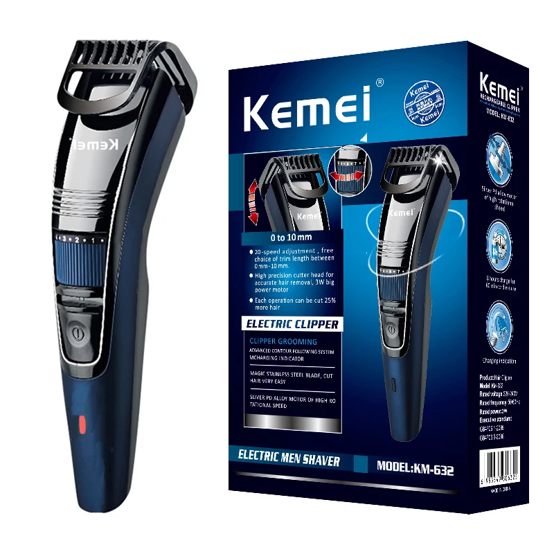 Cortadora de pelo Kemei de 0,5-10mm ajustable para hombres, cortadora de pelo recargable para bigote y rechoncha, Máquina para cortar cabello facial