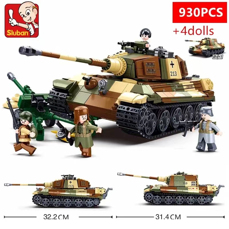 Sluban WW2 militaire le roi tigre réservoir lourd soldats de l'armée blocs de construction panthère MBT briques jouets pour garçons cadeaux STRV-103