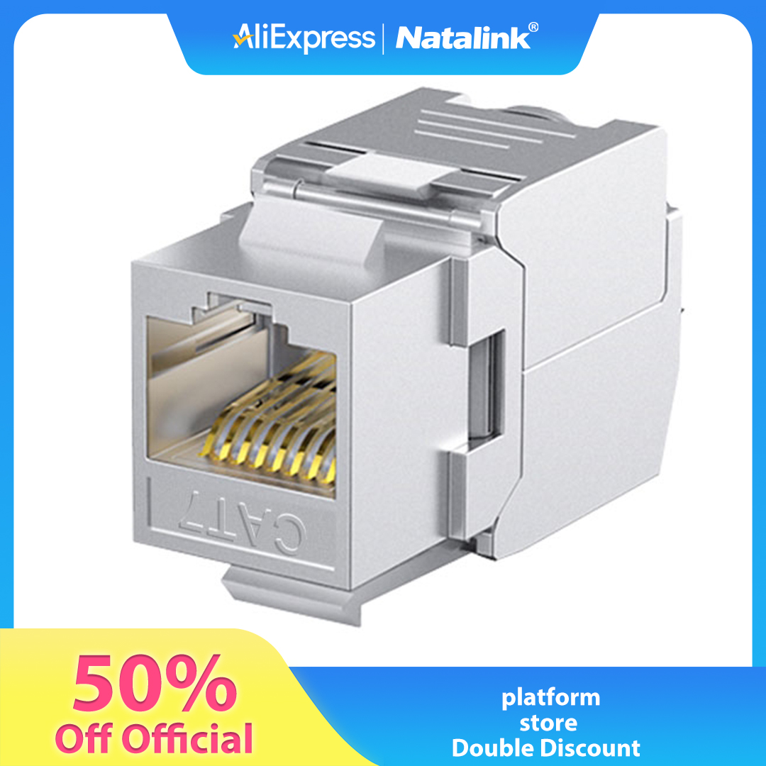 Natalink 10PCS RJ45 Cat8 Cat7 Cat6A ป้องกันแจ็คสโตน,RJ45 STP เครื่องมือ-Less ประเภทสังกะสีอัลลอยด์โมดูลป้องกัน Keystone แจ็ค