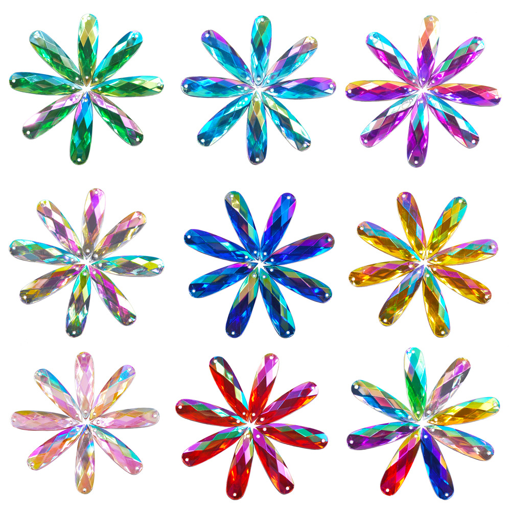 Diamantes de imitación acrílicos de doble agujero, accesorio de joyería artesanal cosido a mano, con forma de tortuga y gota de agua, 8x28mm, 50 piezas, novedad