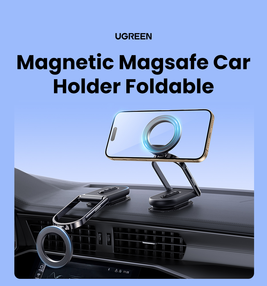 Soporte magnético para teléfono para coche UGREEN, salpicadero 360 °   Soporte de coche giratorio y desmontable para Magsafe iPhone 16 15 Pro Samsumg S25 Xiaomi