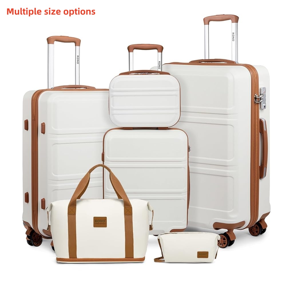 Kono  Fashion Luggage Set, Lightweight ABS Hard Shell Trolley Suitcases with TSA Lock, 4 Spinner Wheels (2/3/4/6 Pcs Set)