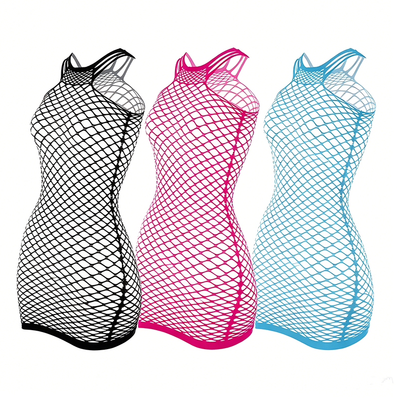 Gaun Pantai Wanita Seksi Model Fishnet, Bahan Stretch Transparan Tanpa Lengan, Tanpa Bikini, Pakaian Pantai Mini