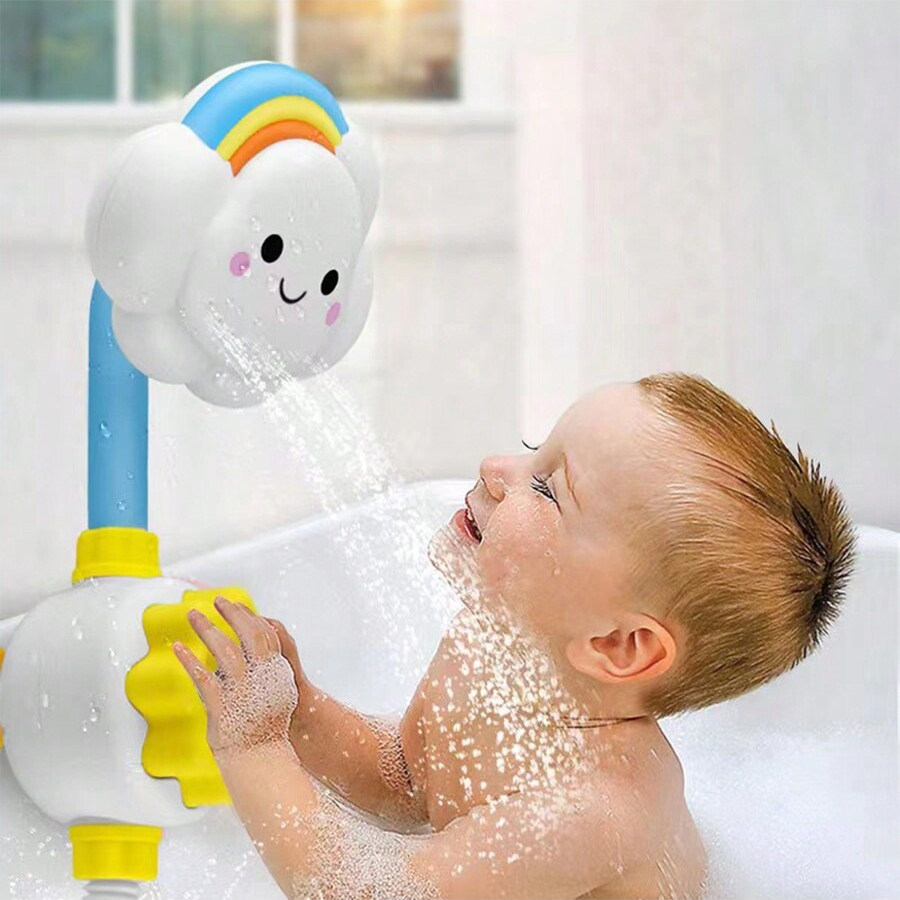 1 Uds. Spray de baño para niños, ducha de girasol, prensa de agua, ducha de nube de arcoíris de verano, juguete de agua para baño de bebé