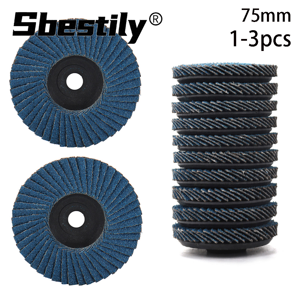 Sbestily 1/3pcs 75 มม.FLAP FLAP แผ่น 3 นิ้วบดล้อ MINI Sanding Disc สําหรับเครื่องบดมุมขัดโลหะไม้ขัด