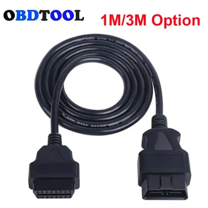 1m 3m obd2 cabo de extensão diagnóstico 16 pinos macho para 16pin fêmea obd conector para 12v 24v diesel carro gaslion elm327 obd estender