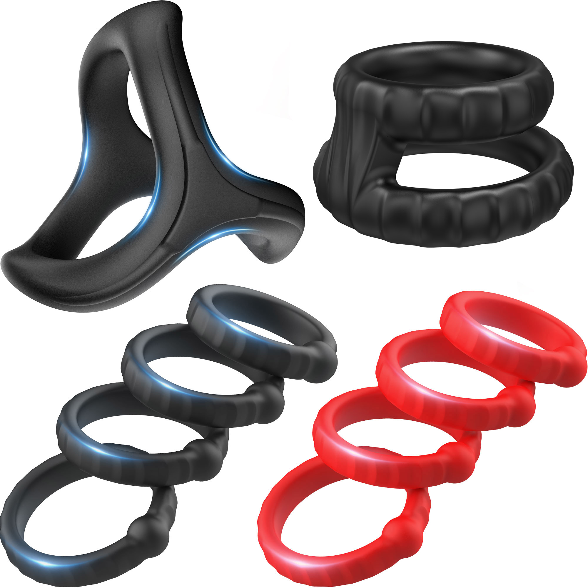 10 pcs Silicone Stretchy Penis Ring Transparent Cock Ring Classic Erection Enhancing Delay Ejaculation Adult Sex Toys For Men