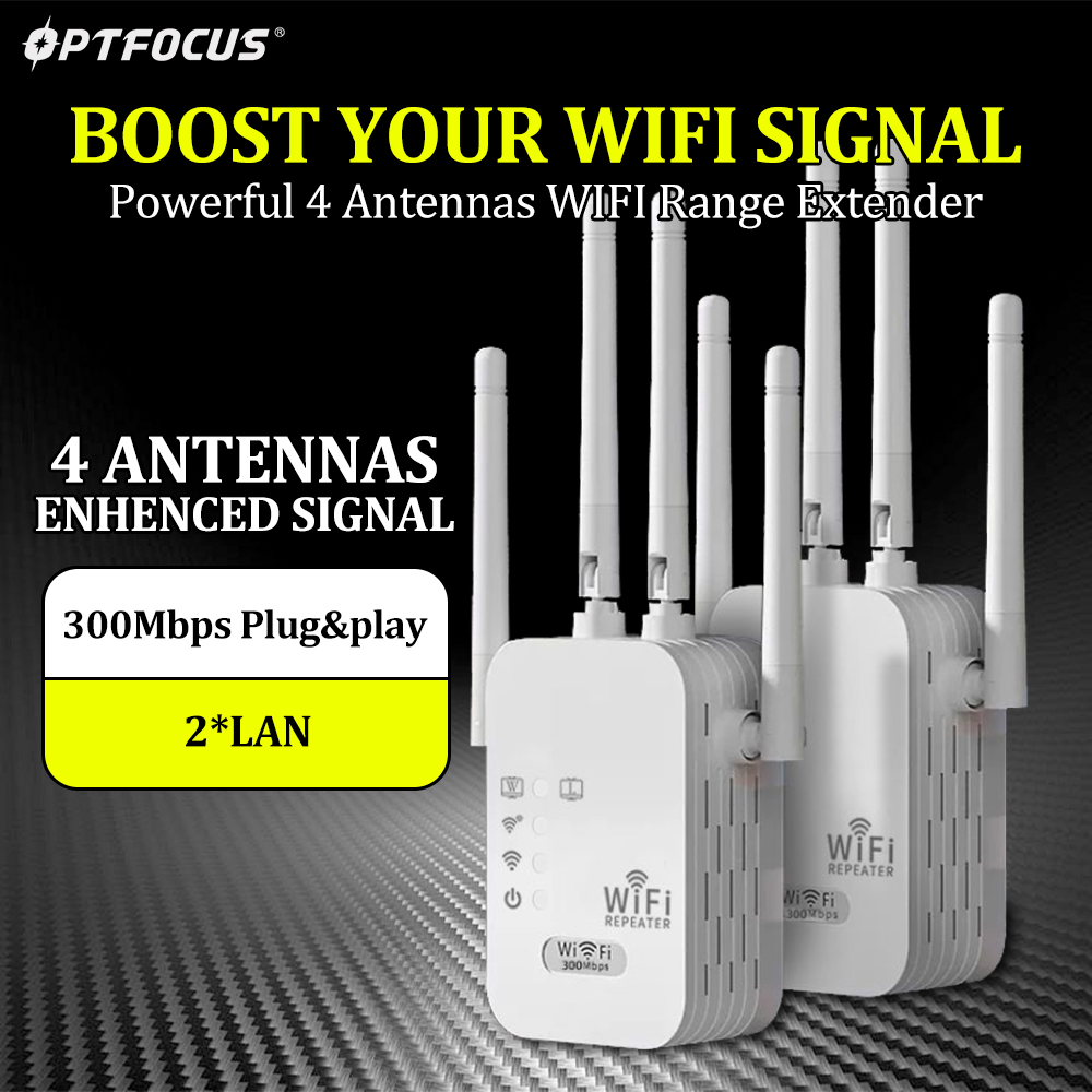 OPTFOCUS 2.4G WiFi Repeater 2LAN 300Mbps repetidor สัญญาณ booster wifi amplificador range Repeater Wireless Access Point AP