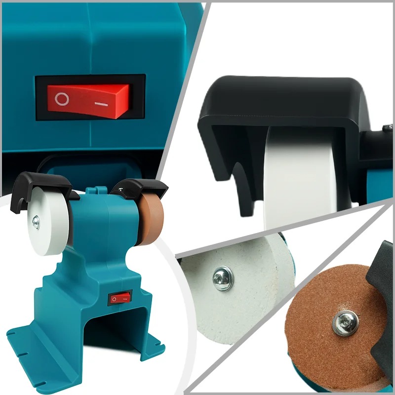 เครื่องเจียรไฟฟ้าไร้สาย 200W สำหรับแบตเตอรี่ Makita 18V ﻿ หินลับมีดแบบสองด้านสำหรับขัดและเจียร
