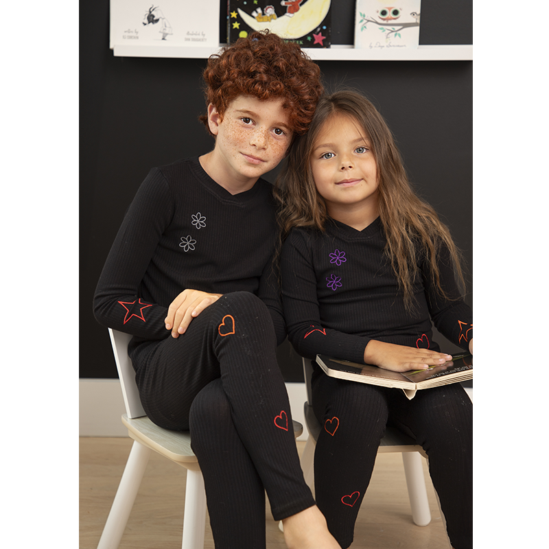 Ali-Plus, colección de algodón acanalado bordado para niños, ropa para hermanos, conjuntos para niñas y niños, pijamas Bro Sis de manga larga para niños de invierno