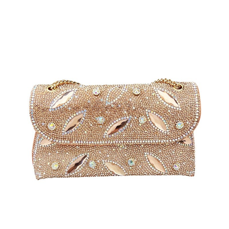 Nieuwe Grensoverschrijdende High-End Voel Grote Baksteen Socialite Stijl Diamant Onderarm Handtas Geborduurde Kleur Diamanten Ketting Chinese Dres