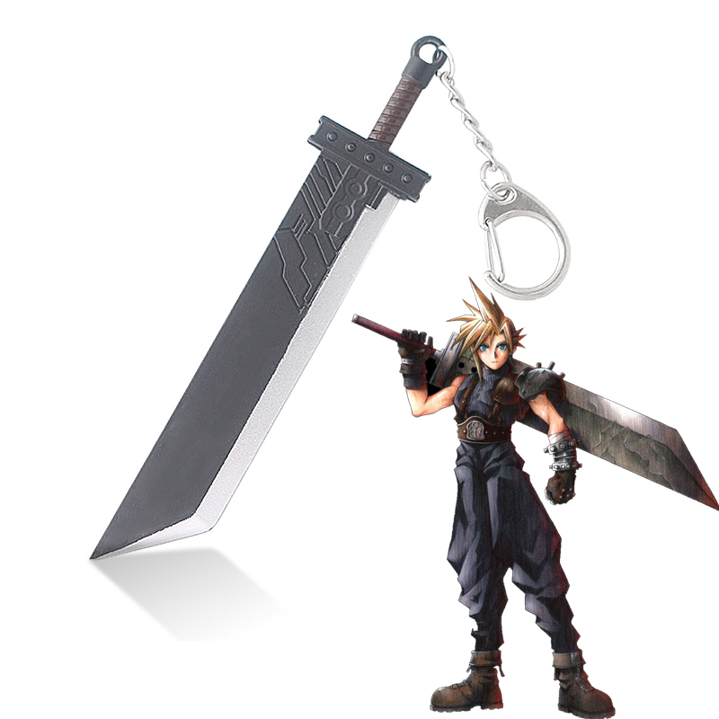 Final Fantasy 7 Cloud Buster Sword Llavero Cloud Strife's Weapon Llavero con colgante de metal para hombres Joyería