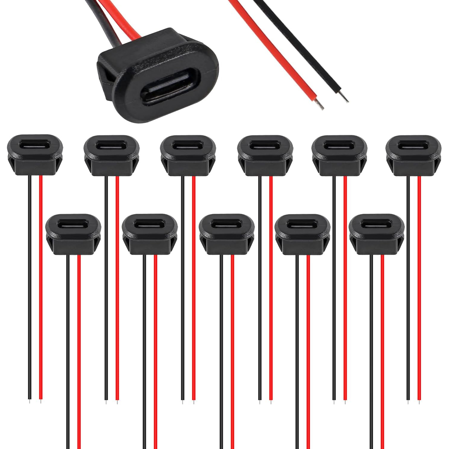 Type-C Female Chassis 2 Pin Type-C Female Socket Connector Waterproof Jack Female Charging Port with Card Buckle 3A USB-C
