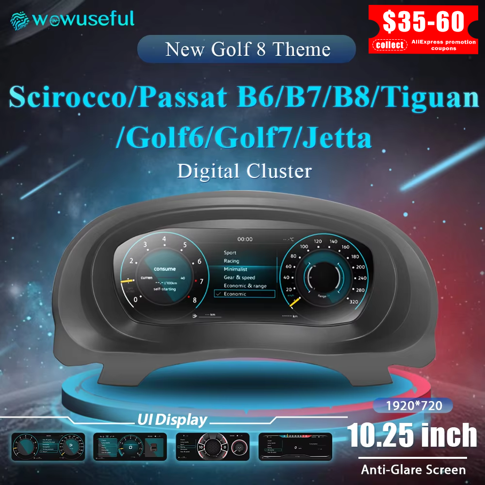 12.3'' Lcd Digital Dashboard Cluster For VW Scirocco Jetta Golf 6 7 MK7 Passat B8 B7 modify Auto Radio Instrument Paneel Cockpit