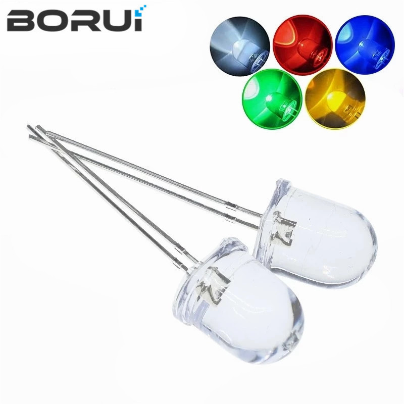 10 sztuk 10mm LED 5 kolory czerwony niebieski żółty zielony biały przezroczysty 20mA 0.75W Ultra jasny okrągłe światło LED lampa diodowa emitująca światło