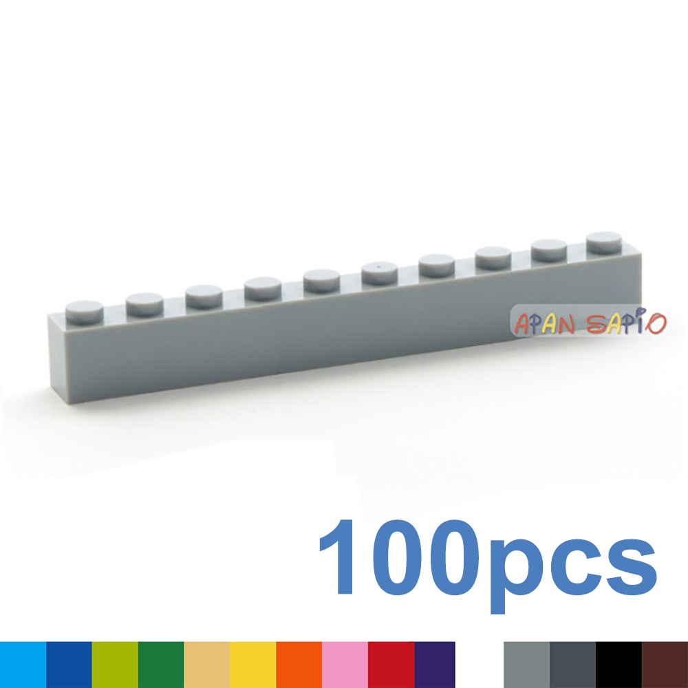Bloques de construcción de 1x10 puntos para niños, 100 piezas de grosor, figuras de bloques, bloques educativos creativos, tamaño Compatible con 6111, juguetes para niños