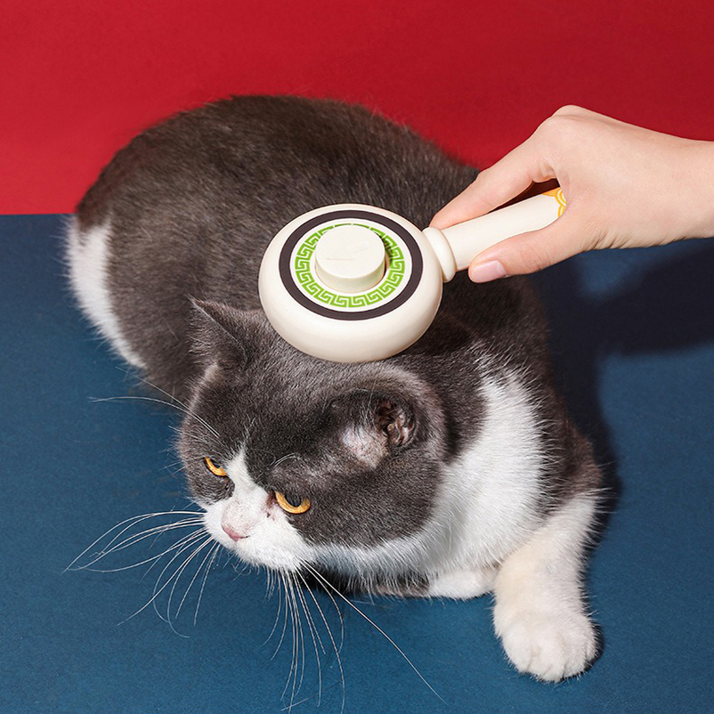Trendy Chinese stijl borstel voor huisdieren, kattenhaar verwijderende naaldkam, antistatische borstel voor het verzorgen van huisdieren.