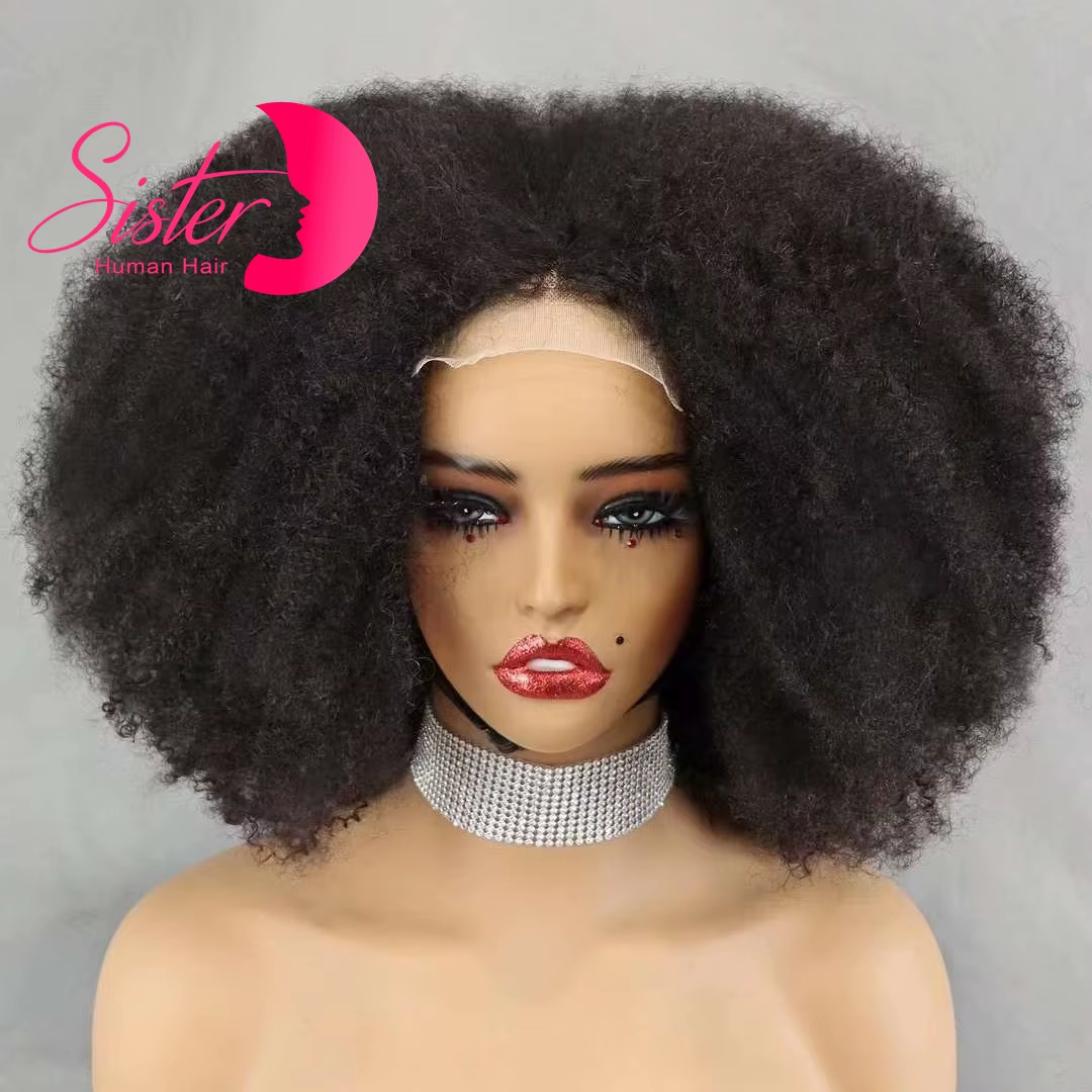 350% densidade afro kinky encaracolado perucas 13x4 4x4 laço frontal curto bouncy encaracolado bob perucas de cabelo humano linha fina natural para preto