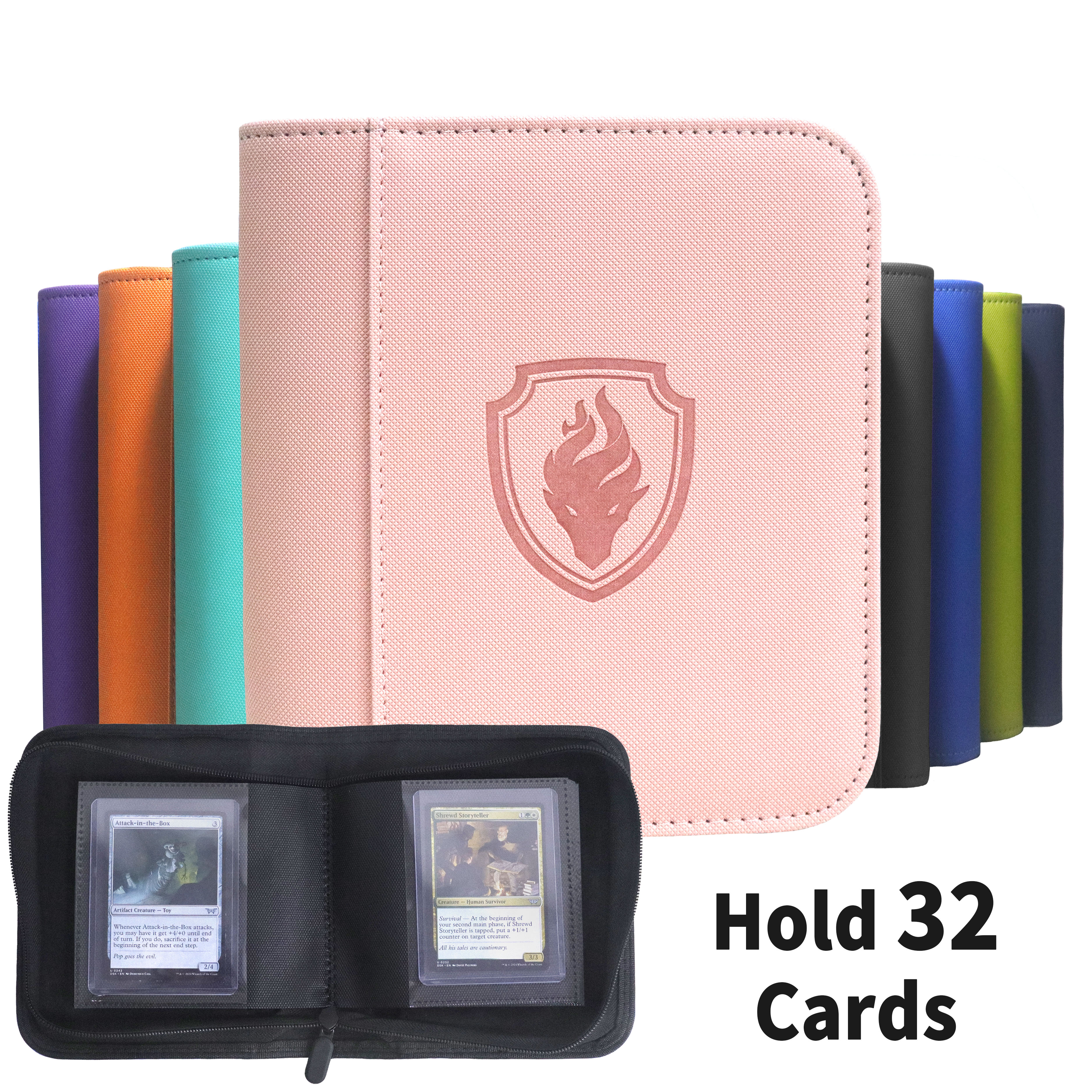 Fichário de Cartões com Zíper de 1 Bolso, Livro Porta-Cartões de 32 Compartimentos para Cartões de 3x4 polegadas, Fichário com Zíper de Capa de PU Premium para Cartões, Livro de Cartões de Jogo