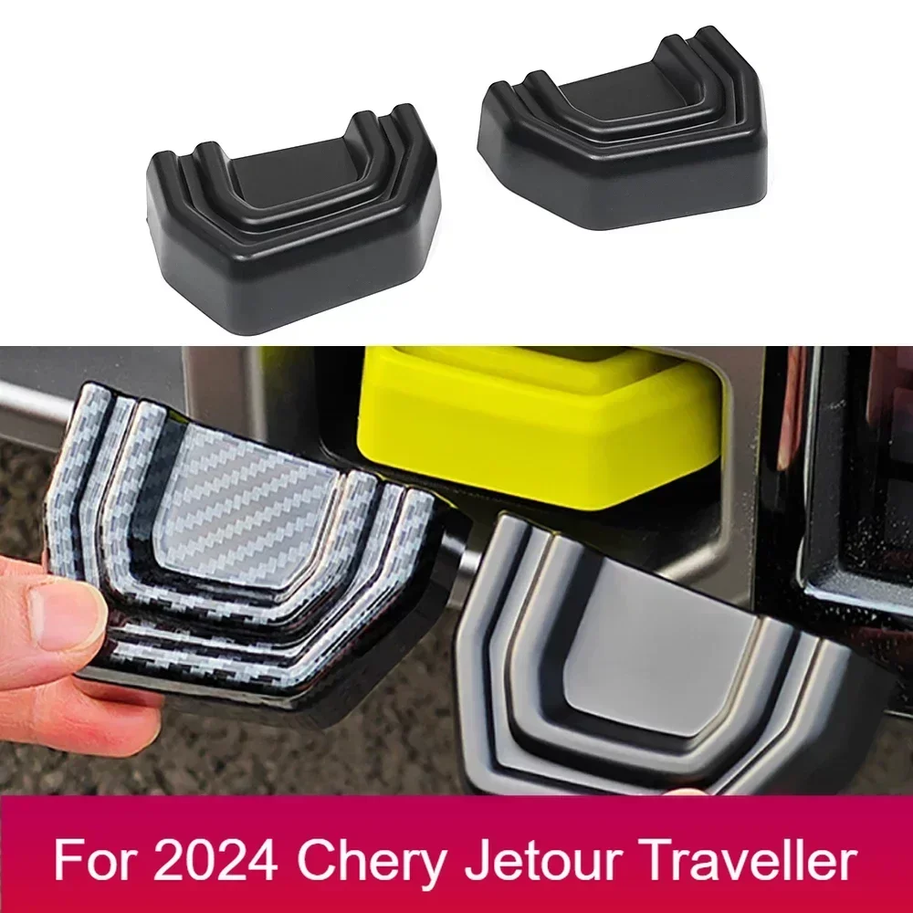 Gancho de cubierta de remolque ABS todoterreno para Chery Jetour Traveller T2 2023-2025, pegatina de gancho de remolque con patrón de carbono, Exterior modificado