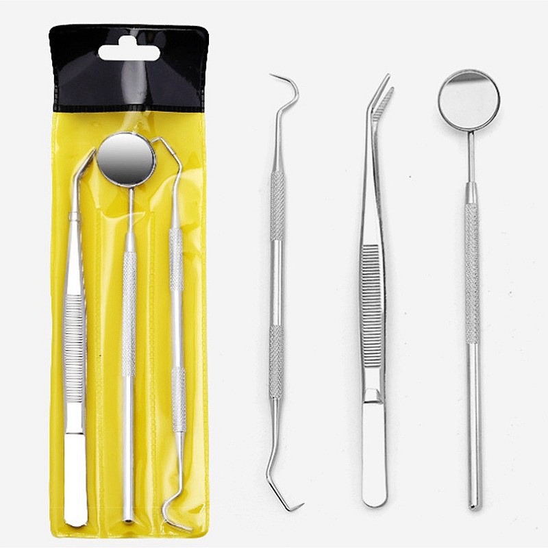 Tandheelkundige Gereedschapsset Tandheelkundige Spiegels Orale Scope Pincet 3 stks Rvs Tanden Schoonmaken Tool Orale Tandheelkundige Reiniging Kit Tandarts