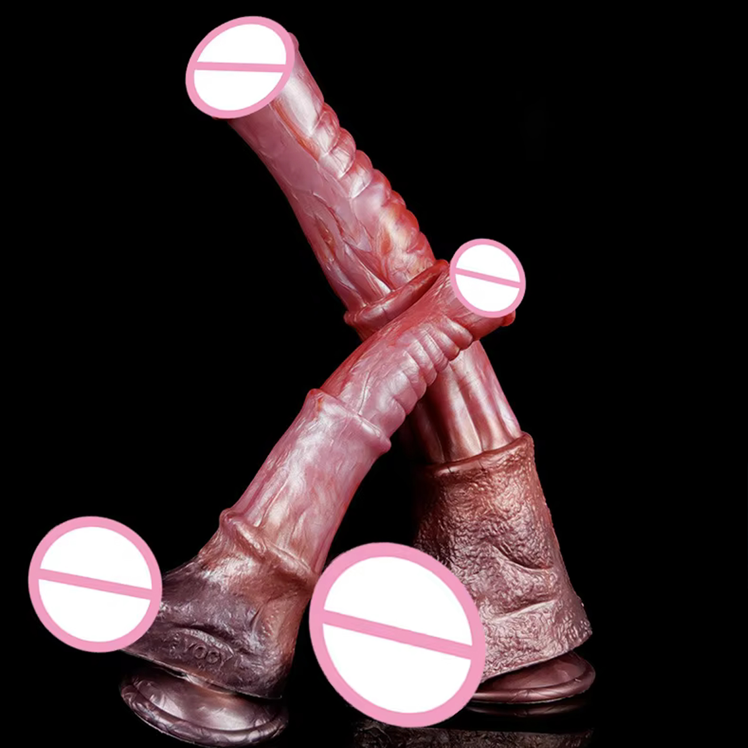 YOCY Raksasa Dildo Kuda Realistis Hewan Penis Silikon Cair Anal Plug dengan Cangkir Hisap Stimulator Vagina Mainan Dewasa untuk 18 +