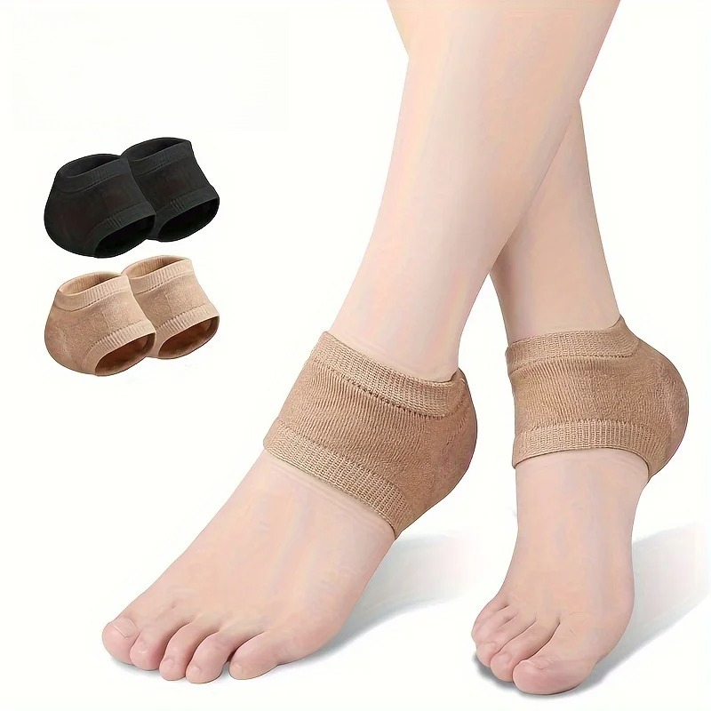Protector de Talón de Gel, Almohadillas de Silicona para Talón, Soporte para Fascitis Plantar, Calcetines de Medio Tamaño para Reparación del Pie, Almohadilla de Cuidado con Amortiguación