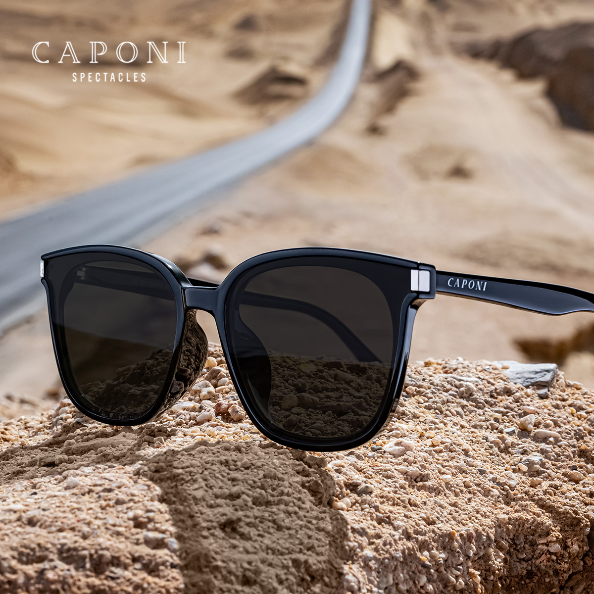 CAPONI-gafas de sol cuadradas de acetato para hombre, lentes de sol con protección de nailon UV400, de diseñador de marca, para conducir al aire libre, CP23068