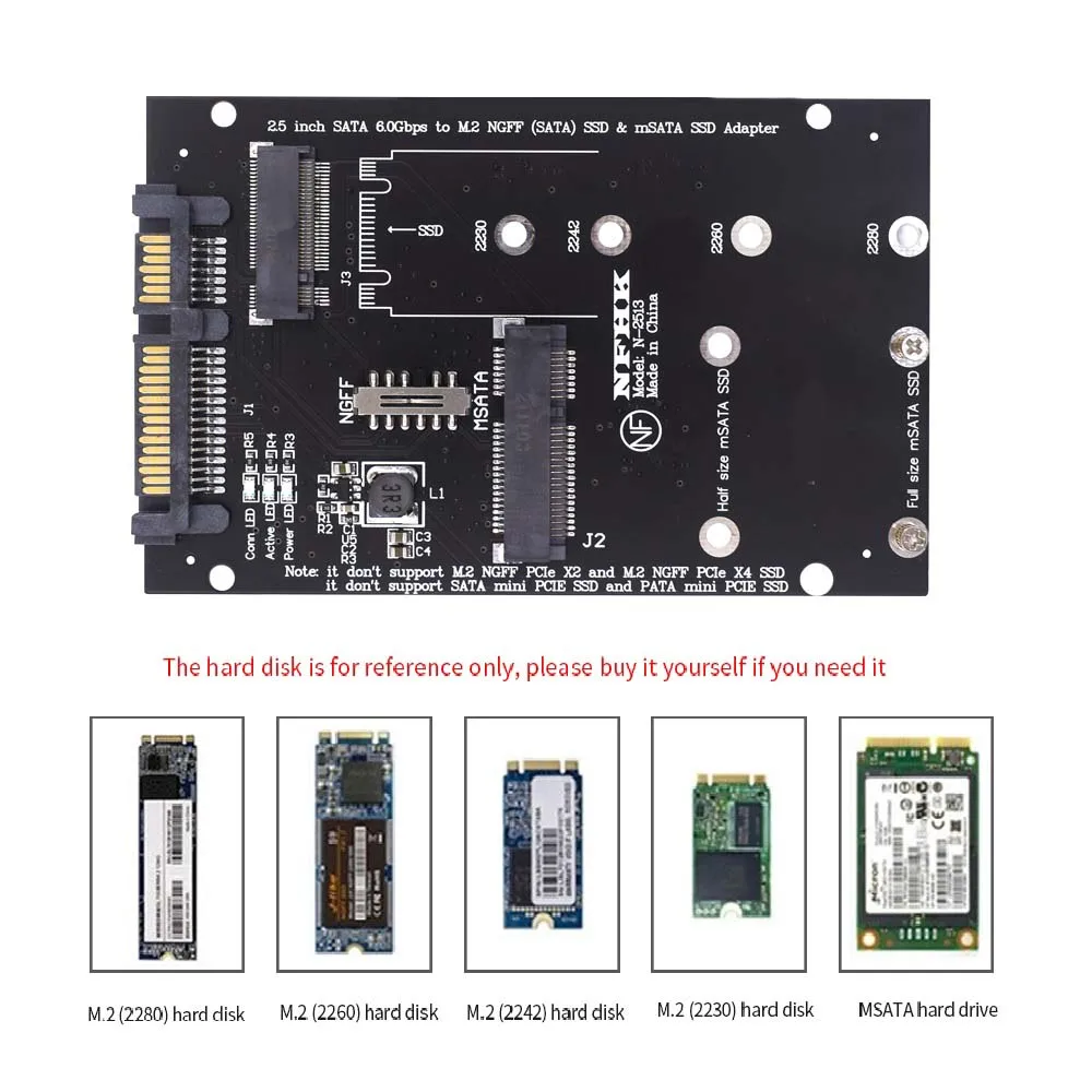 Adaptador M.2 NGFF Msata SSD a SATA 3,0 2,5 M2 PCI SSD convertidor tarjeta elevadora para PC portátil agregar tarjeta de hasta 6Gps